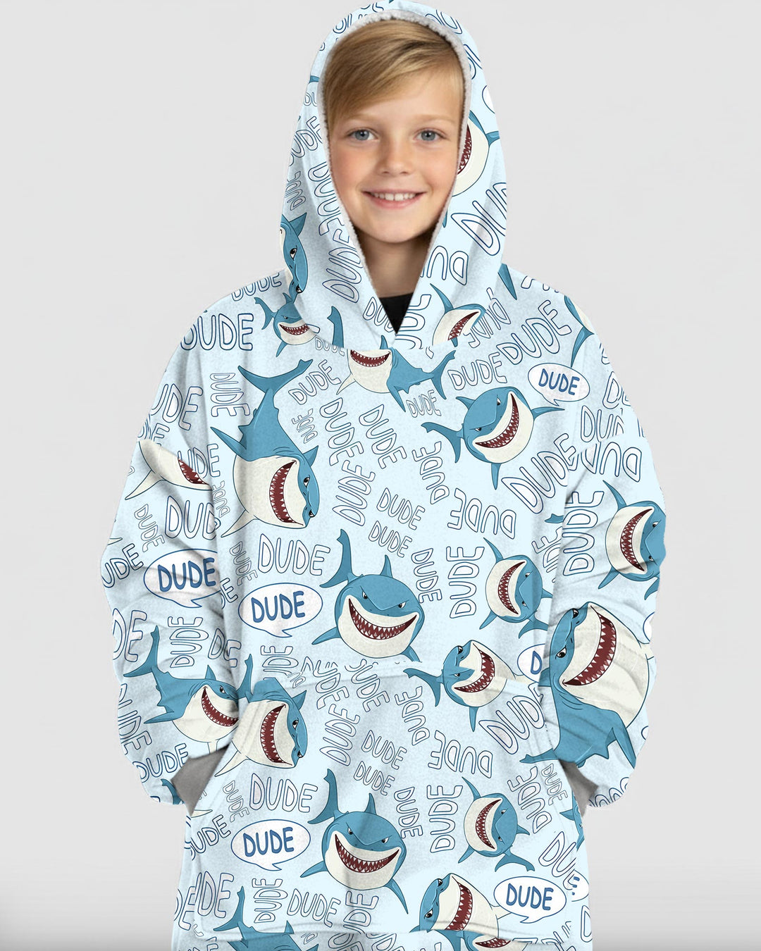 Dude Shark Bamboo Blanket Hoodie