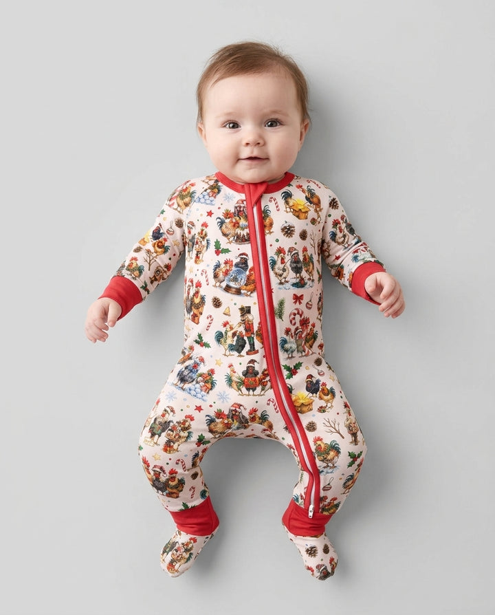 Funny Roosters On Christmas Bamboo Convertible Zippy