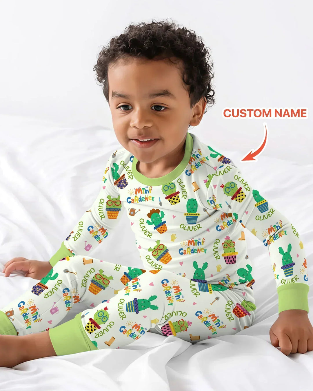 Custom Name Mini Gardener Bamboo Two Piece Long Sleeve Pajama Set