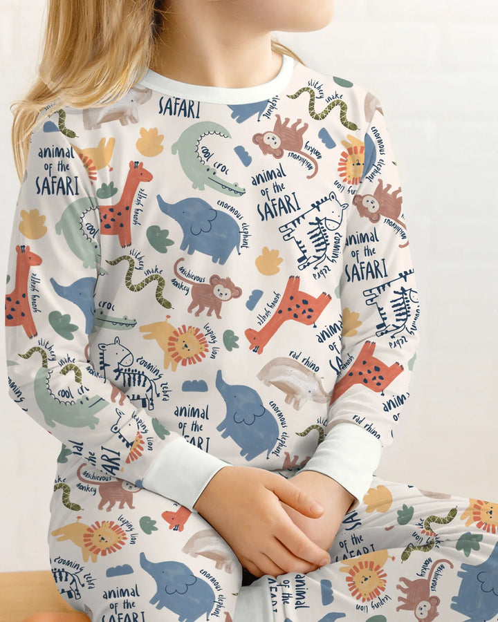 Funny African Animals Bamboo Two Piece Long Sleeve Pajama Set
