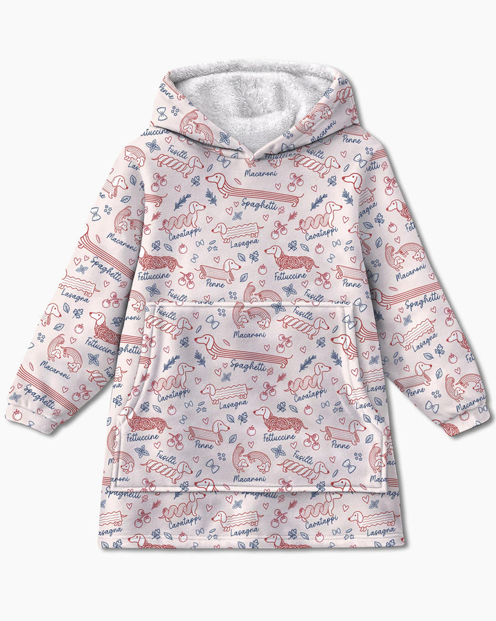 Funny Dachshund Pasta Pups Blanket Hoodie