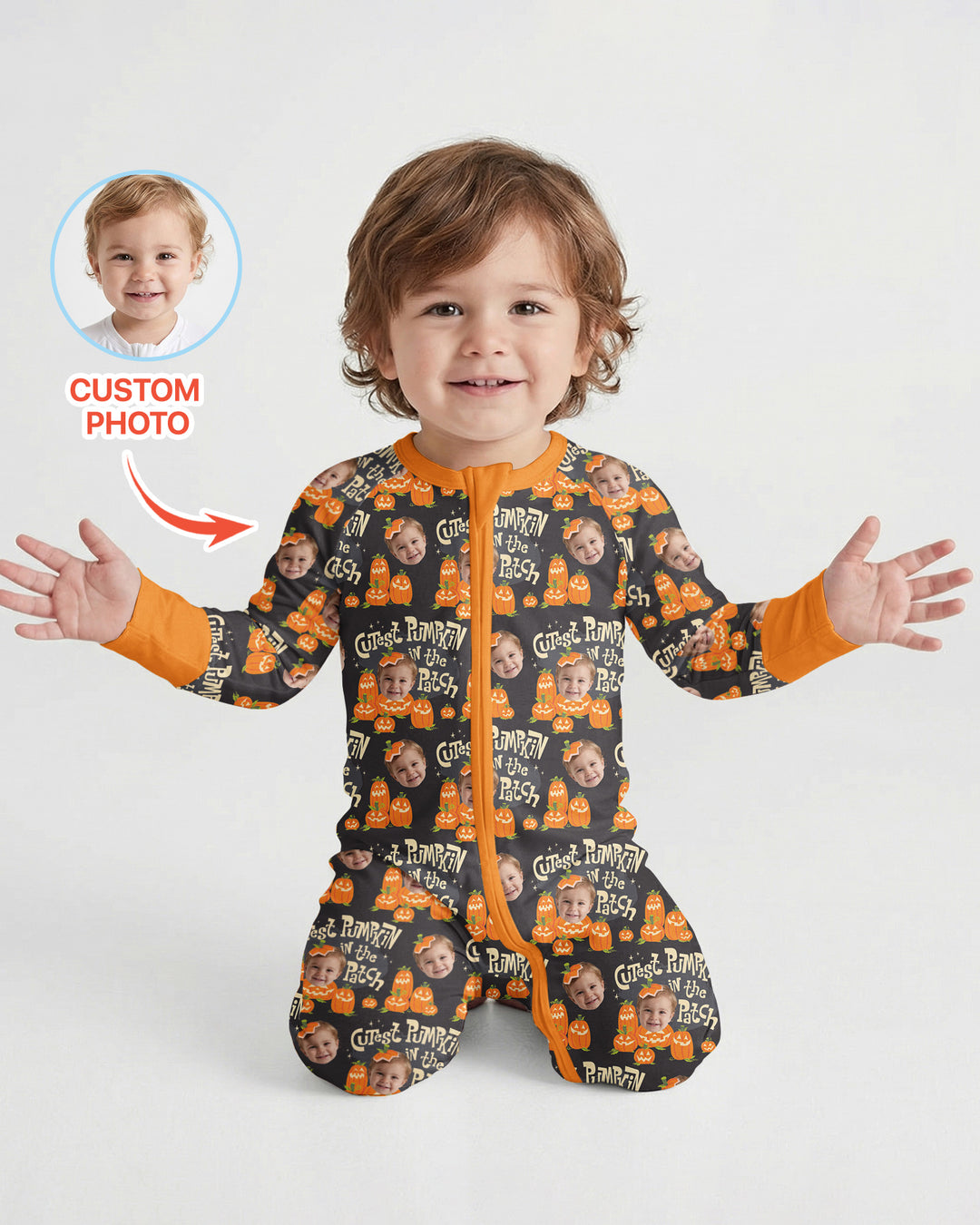 Custom Photo Cutest Pumpkin in the Patch Bamboo Convertible Zippy