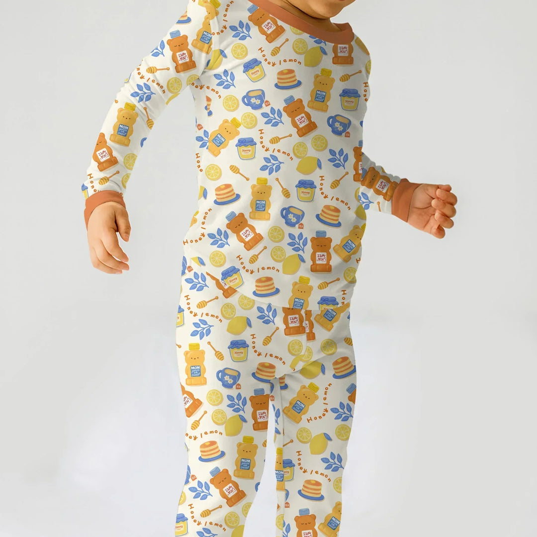 Honey Bear Bottle Bamboo Two Piece Long Sleeve Pajama Set