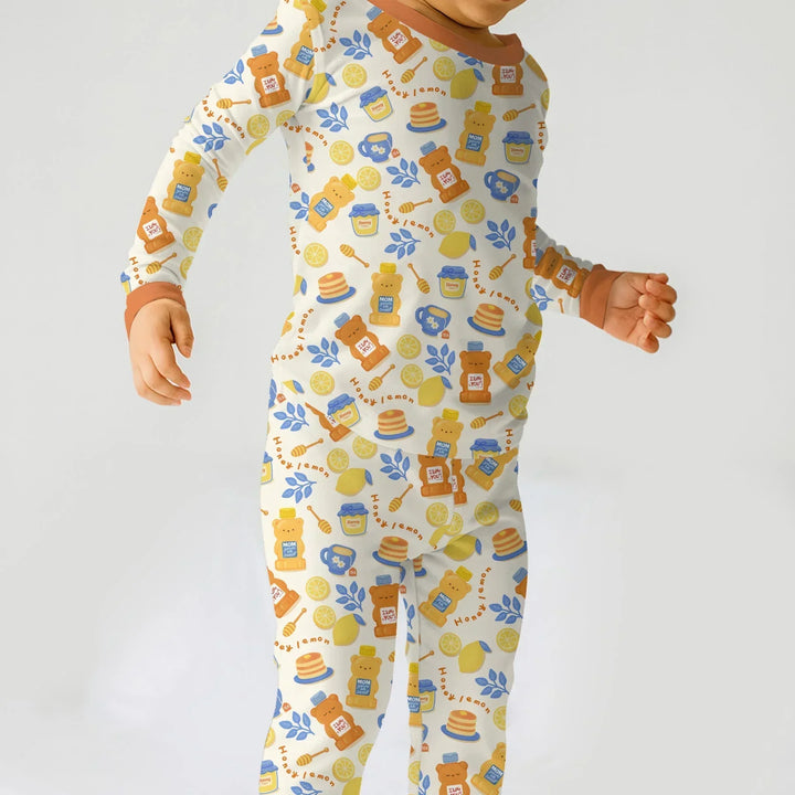 Honey Bear Bottle Bamboo Two Piece Long Sleeve Pajama Set