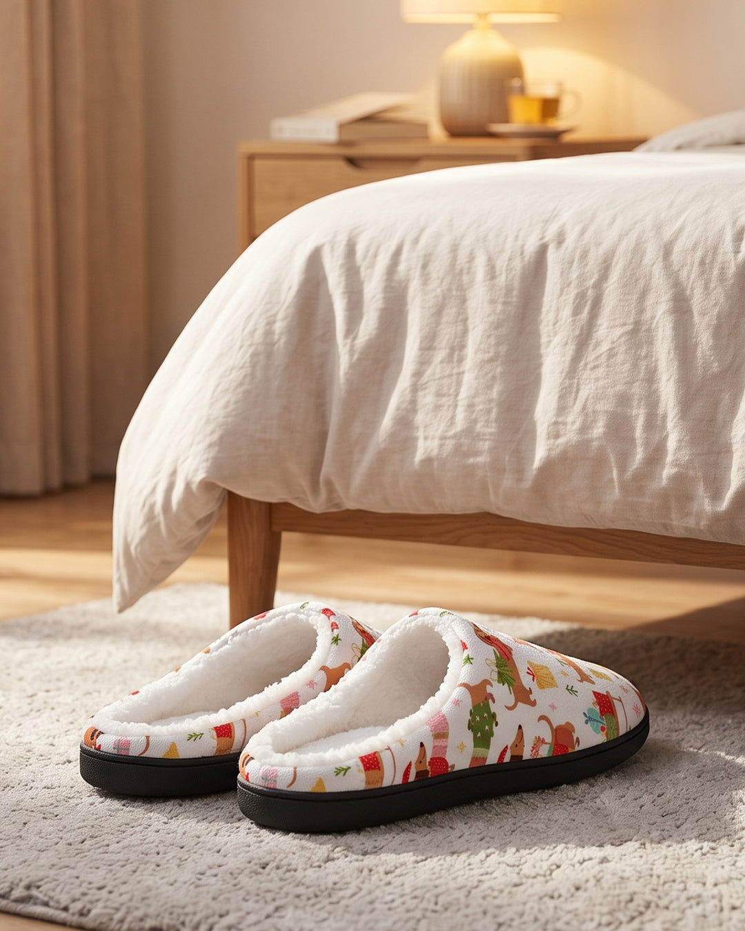 Christmas Dachshund Flat Scuff Slipper
