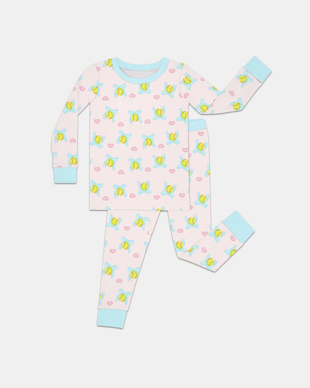 Softbal Coquette Bow Two Piece Long Sleeve Pajama Set