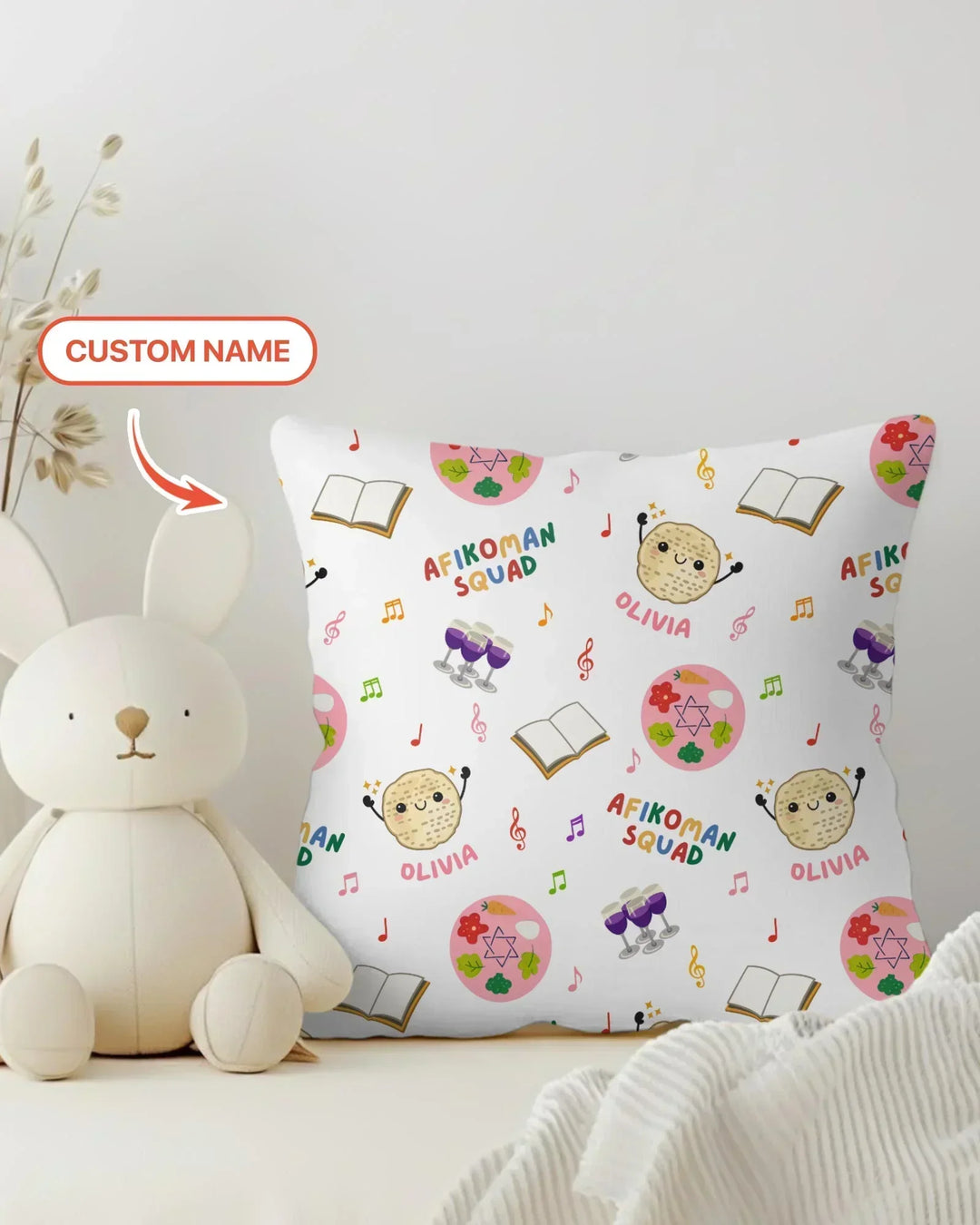 Custom Name Passover Afikoman Squad Bamboo Pillow Case