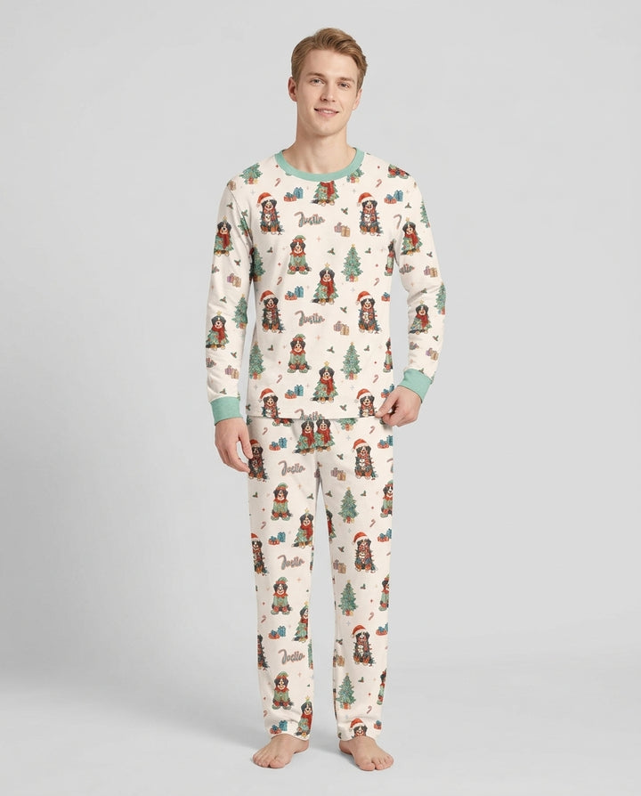 Christmas Bernese Mountain Dog Family Matching Bamboo Men's Pajama Set