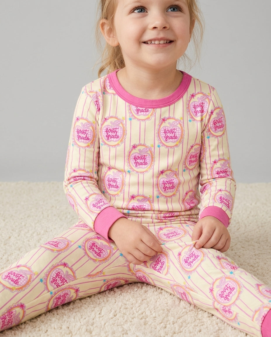 Custom Grade School Sweetie Bamboo Two Piece Long Sleeve Pajama Set