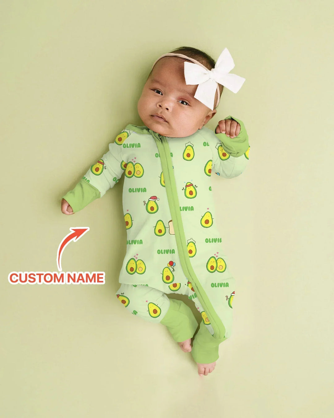 Custom Name Cute Avocado Bamboo Convertible Zippy