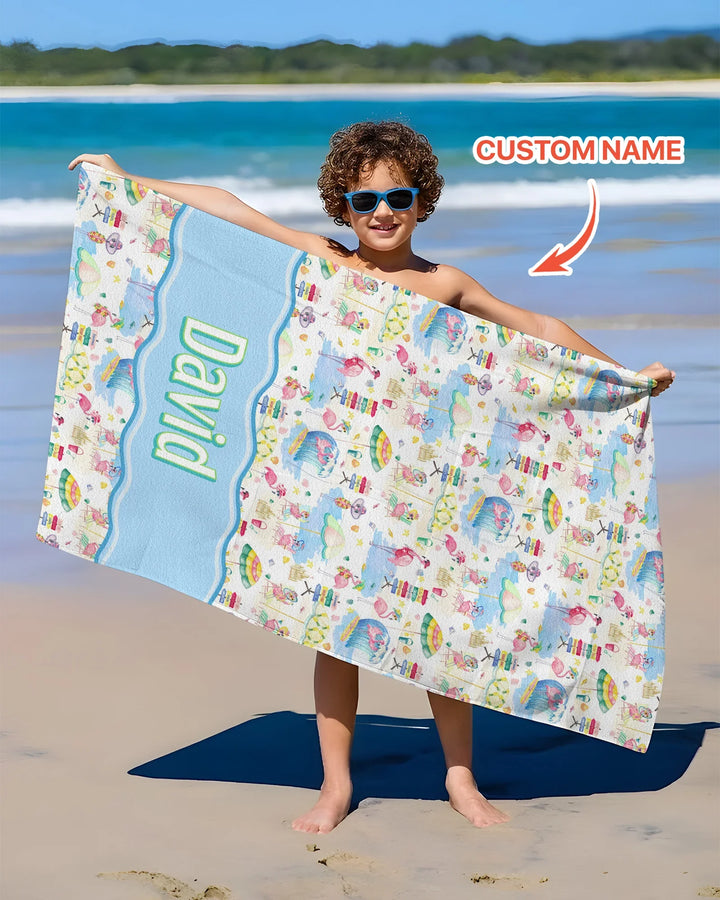 Flamingo Beach Family Matching Bamboo Beach Towel