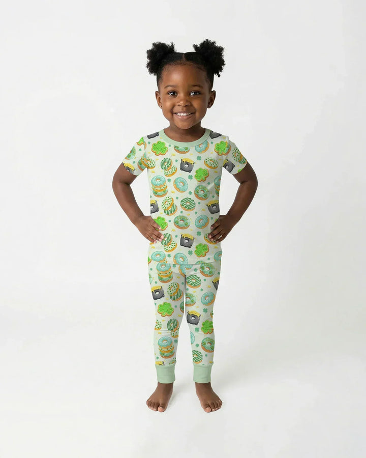 St. Patrick's Day Donut Bamboo Two Piece Short Sleeve Pajama Set