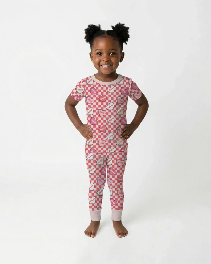 Valentine in Hearts Bamboo Two Piece Short Sleeve Pajama Set