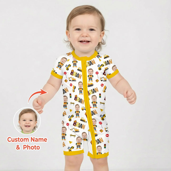 Custom Photo Doodle Little Builder Bamboo Shorty Zippy