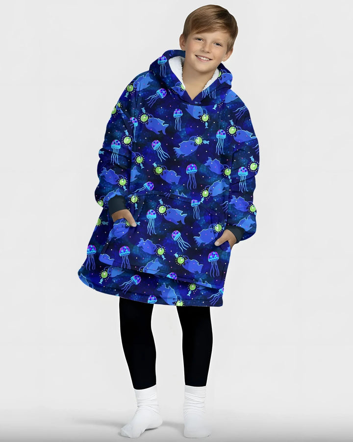 Happy Glow Fish Wearable Bamboo Blanket Hoodie