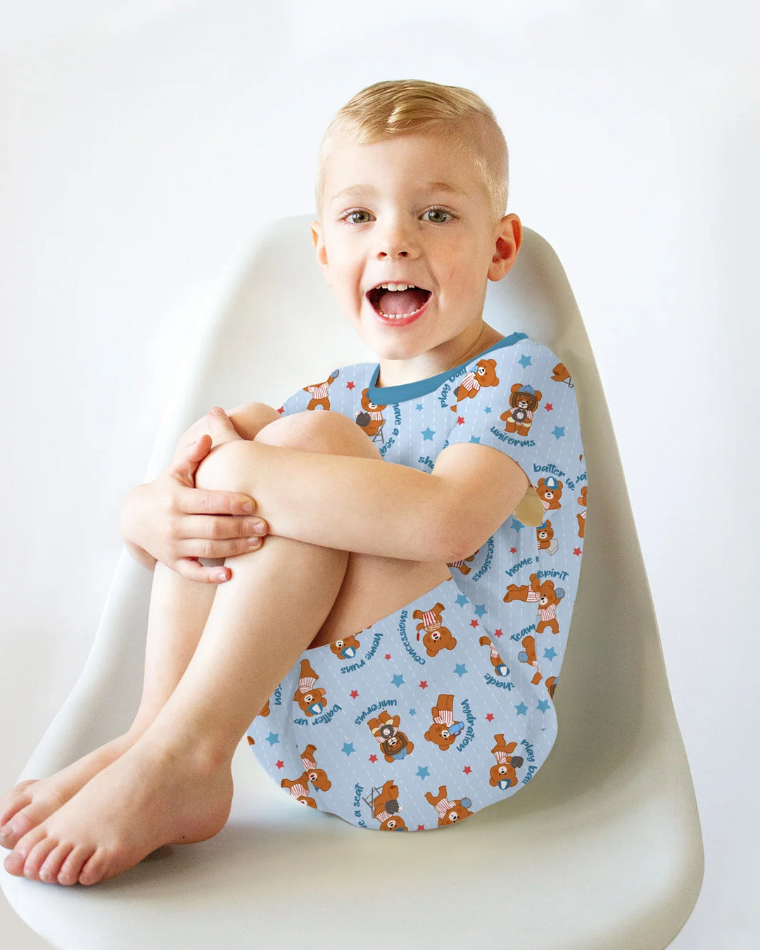 Born To Play Baseball Bamboo Two Piece Short Sleeve Shorts Pajama Set