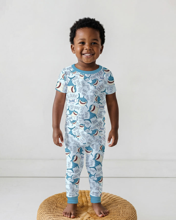 Dude Shark Bamboo Two Piece Short Sleeve Pajama Set