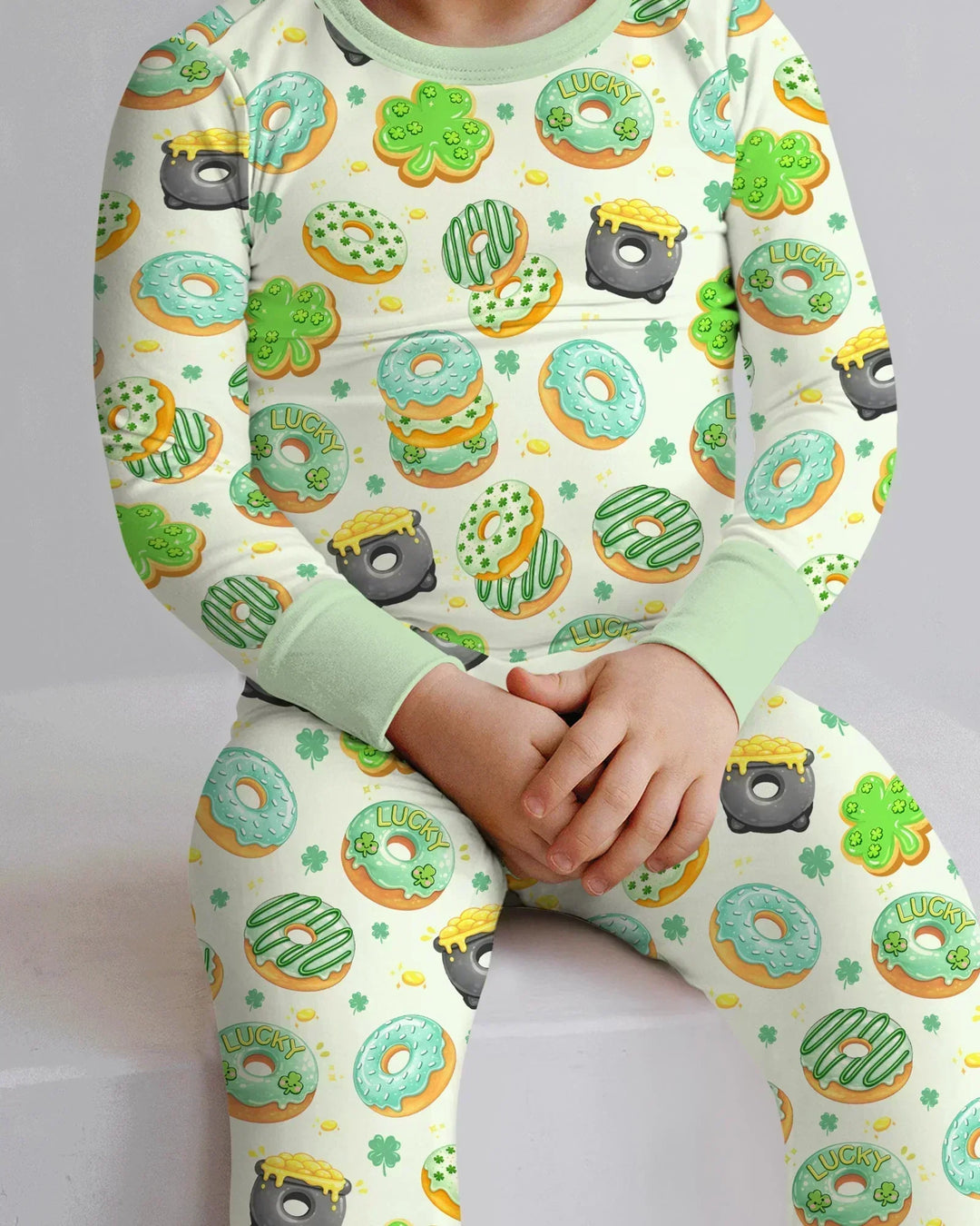 St. Patrick's Day Donut Bamboo Two Piece Long Sleeve Pajama Set