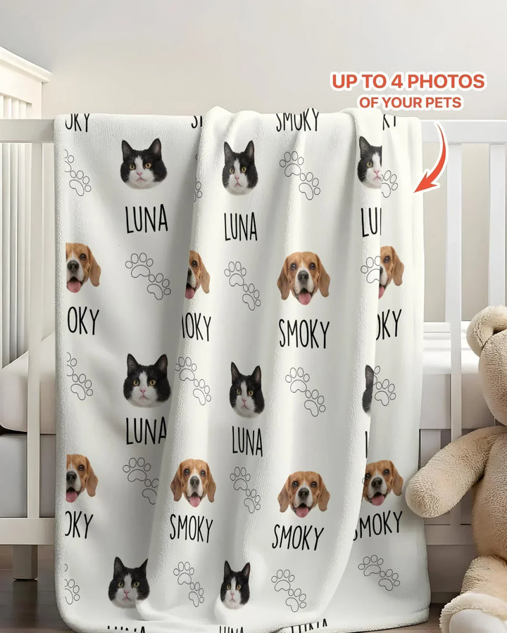 Custom Name and Pet Photos Bamboo Blanket