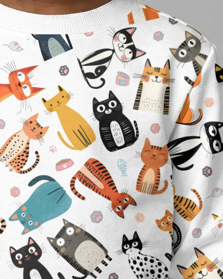 Goofy Mischief Cat Family Matching Bamboo Crewneck Sweatshirt