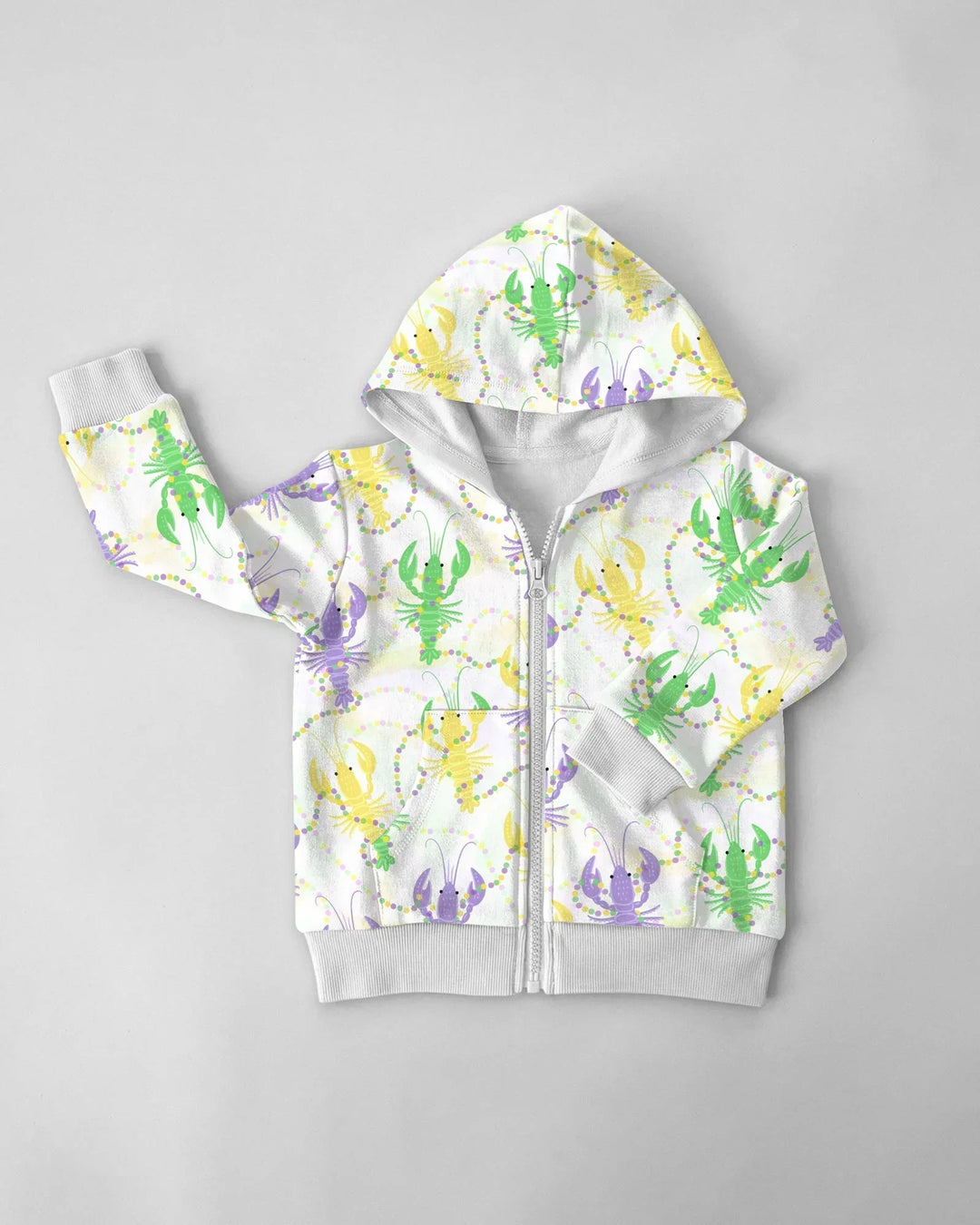 Mardi Gras Crawfish Family Matching Bamboo Zip Hoodie