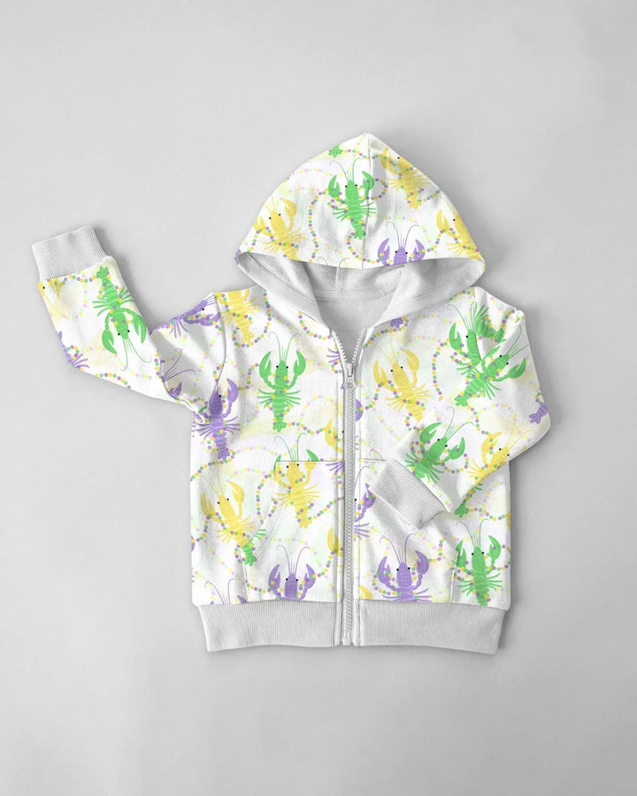 Mardi Gras Crawfish Family Matching Bamboo Zip Hoodie