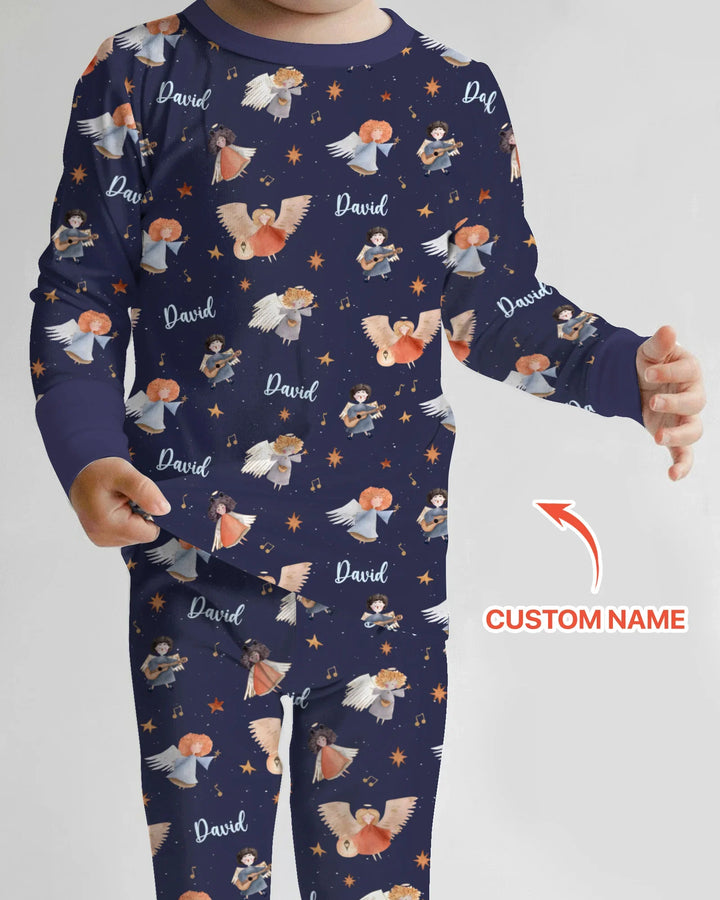 Guardian Angels Custom Name Bamboo Two Piece Long Sleeve Pajama Set