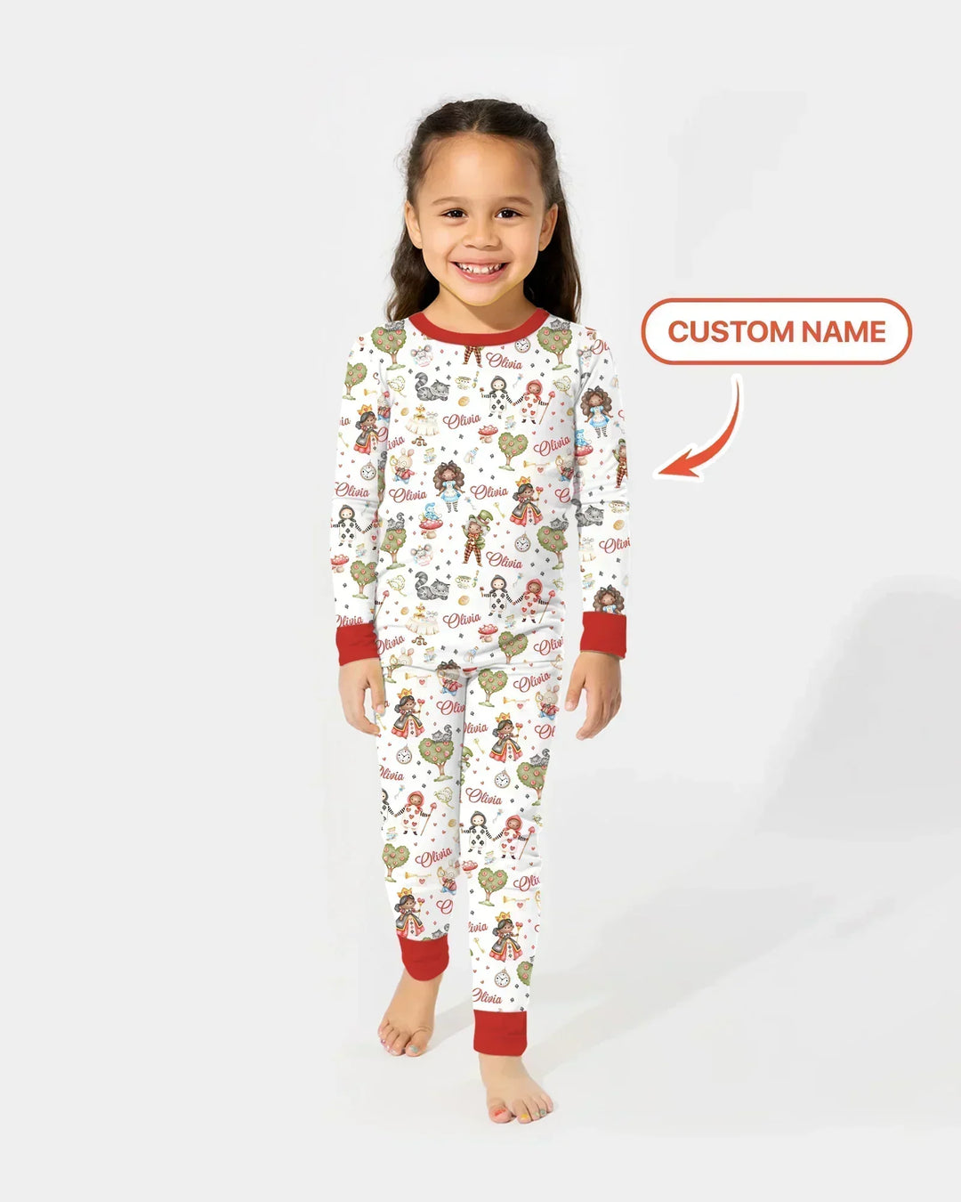 Whimsical Wonderland Tea Party Custom Name Bamboo Two Piece Long Sleeve Pajama Set