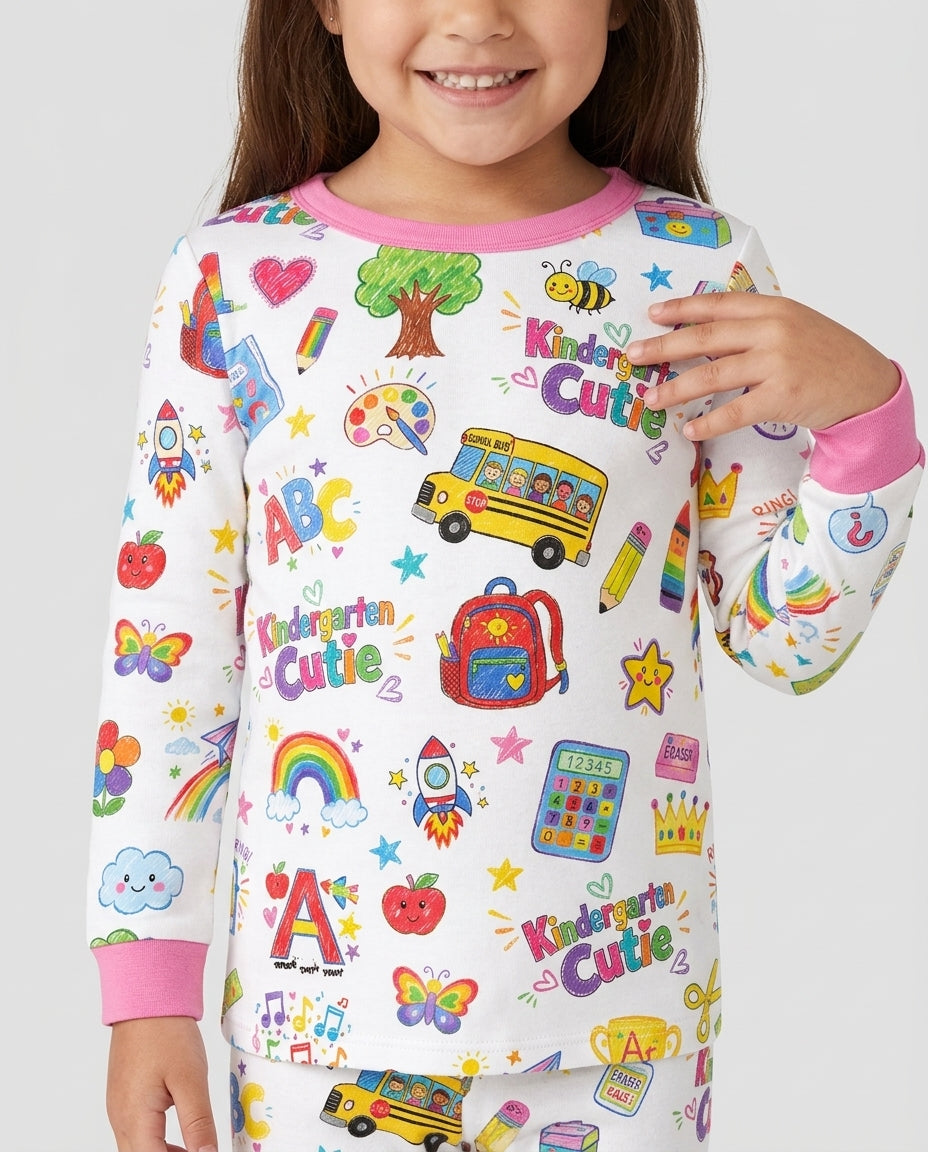 Kindergarten Cutie Bamboo Two Piece Long Sleeve Pajama Set
