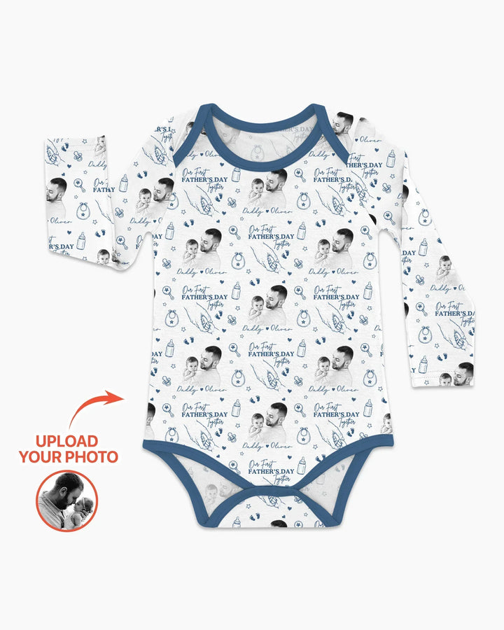 Custom Photo Our First Father's Day Together Bamboo Bodysuit