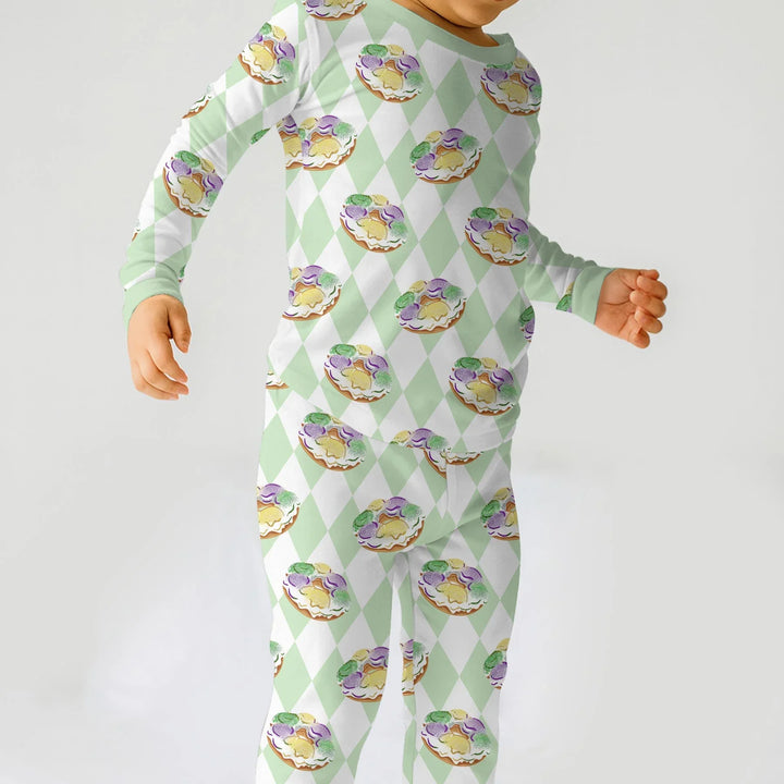Mardi Gras Donut Bamboo Two Piece Long Sleeve Pajama Set