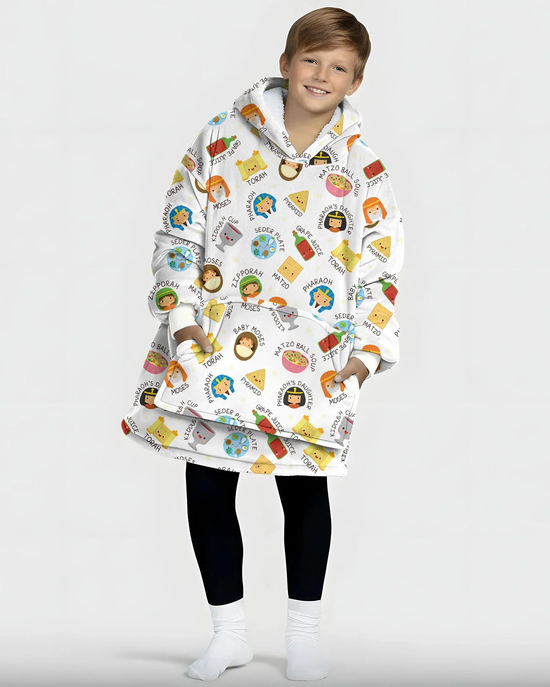 Cute Passover Characters Wearable Bamboo Blanket Hoodie