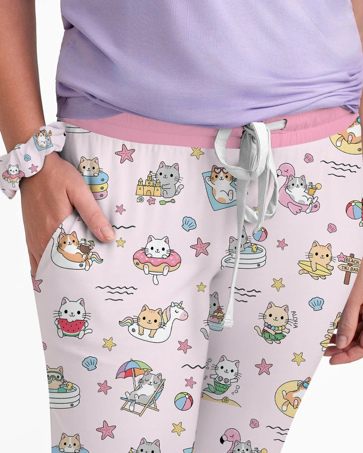 Kawaii Cats Summer Vacation Bamboo Women Pajama Set