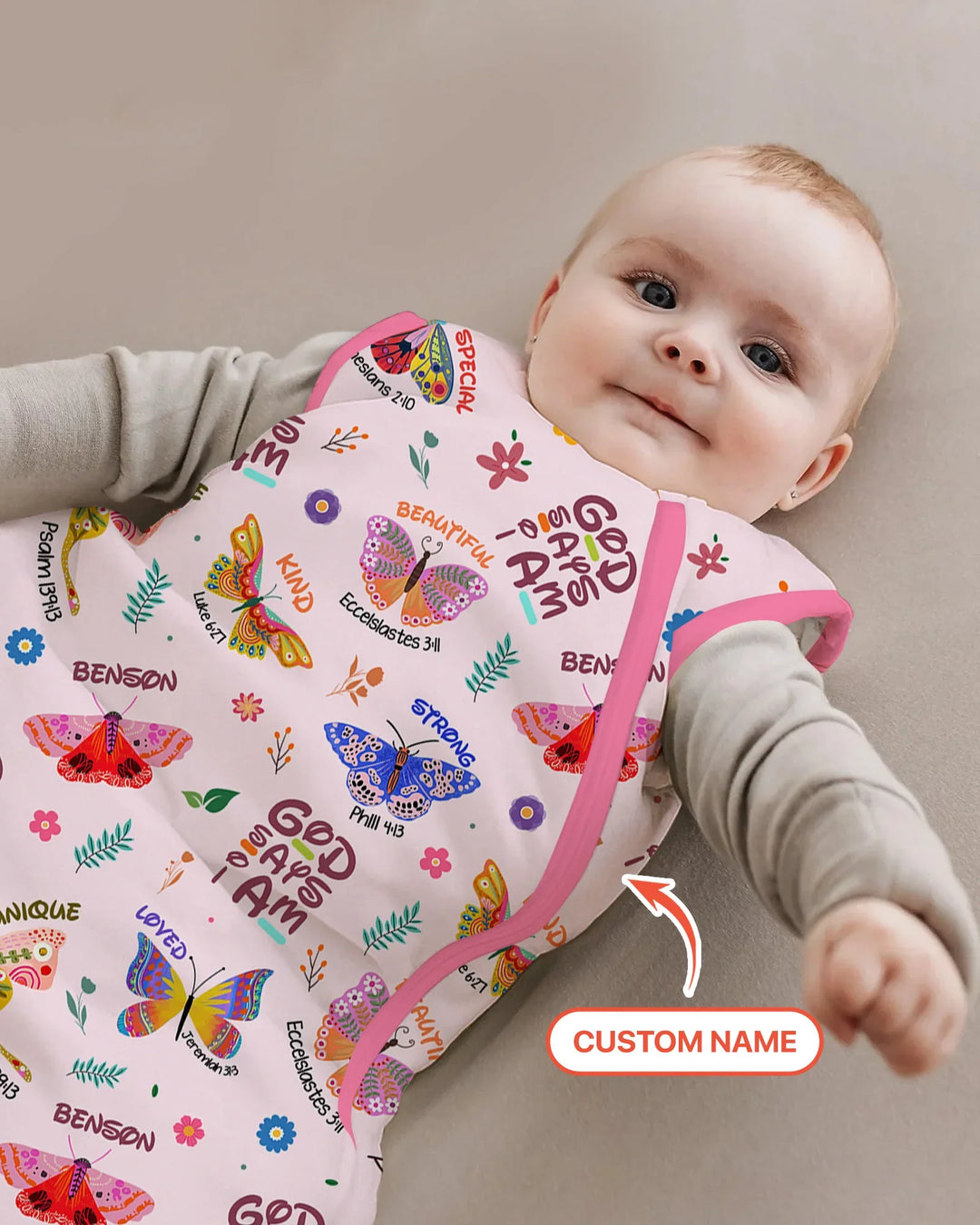 Custom Name God says I am Butterfly Bamboo Sleep Bag