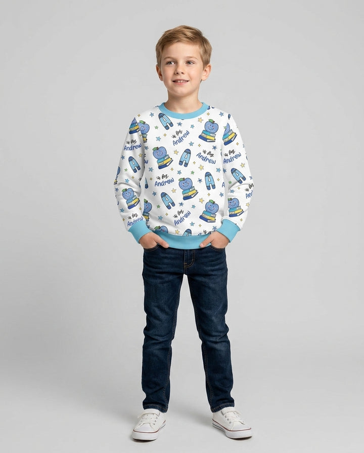 Custom Name Crayon Alphabet Bamboo Crewneck Sweatshirt