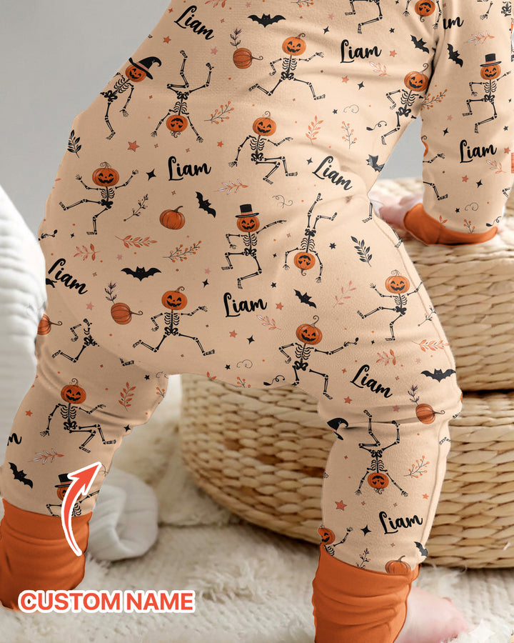 Dancing Pumpkin Skeleton Halloween Bamboo Convertible Zippy