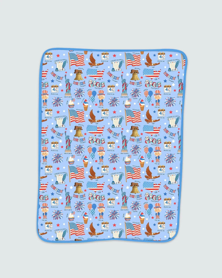 Hand Drawn Patriotic Iconic Bamboo Blanket