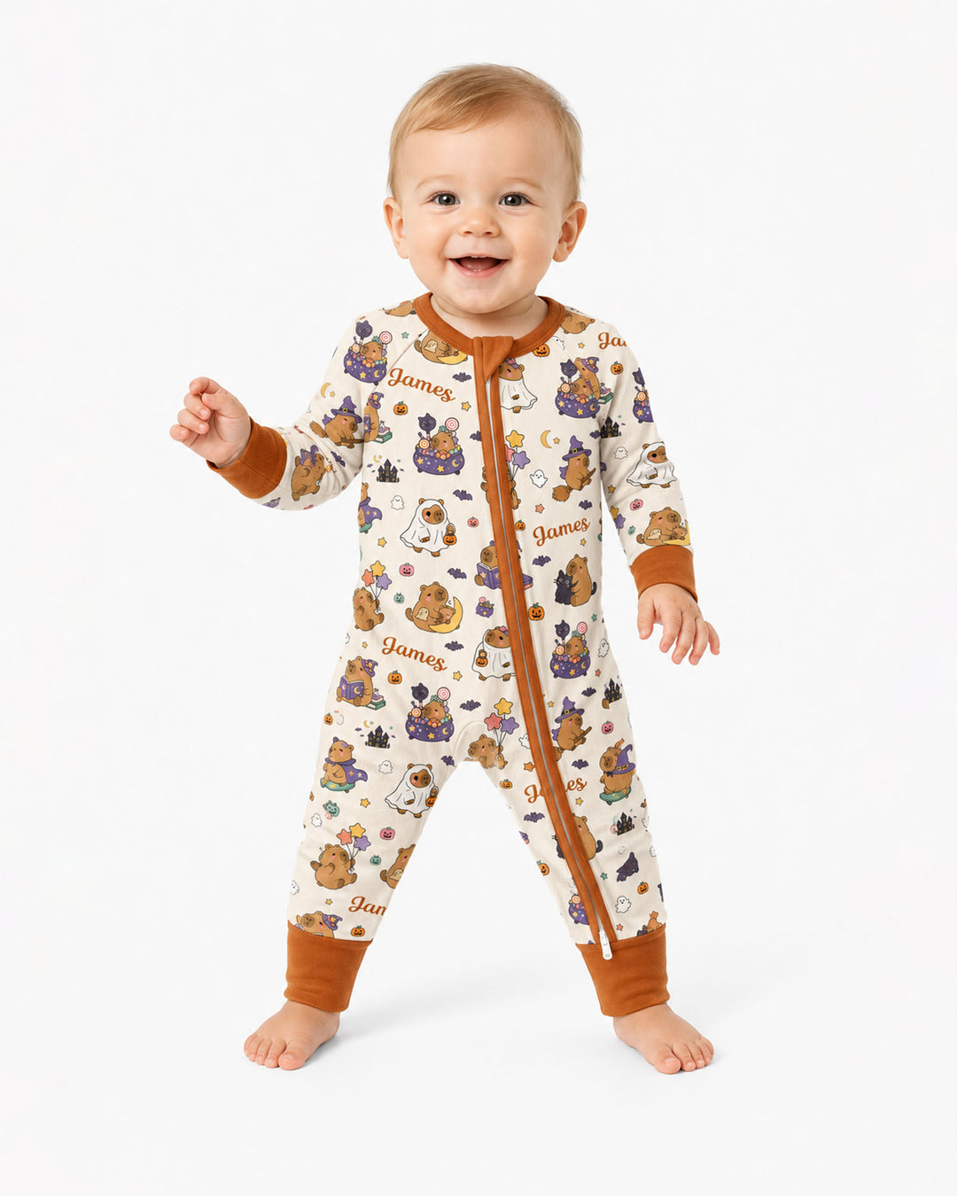 Custom Name Kawaii Halloween Capybara Bamboo Convertible Zippy
