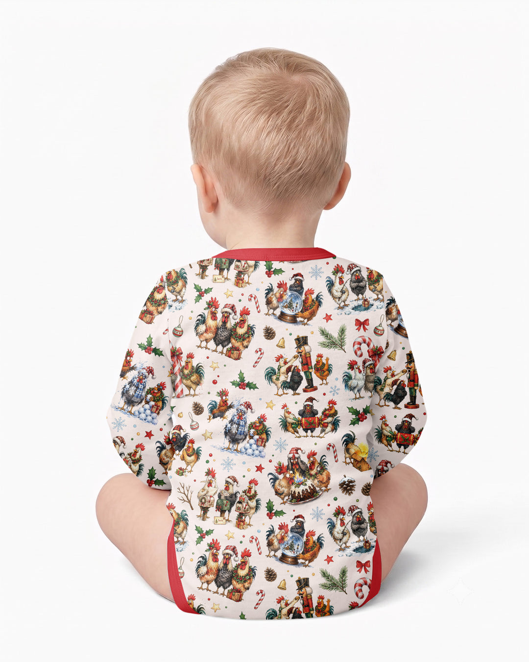 Funny Roosters On Christmas Bamboo Bodysuit
