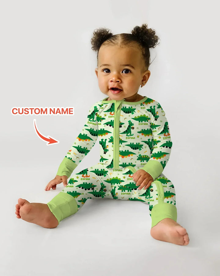 St. Patrick's Day Dinosaurs Custom Bamboo Convertible Zippy