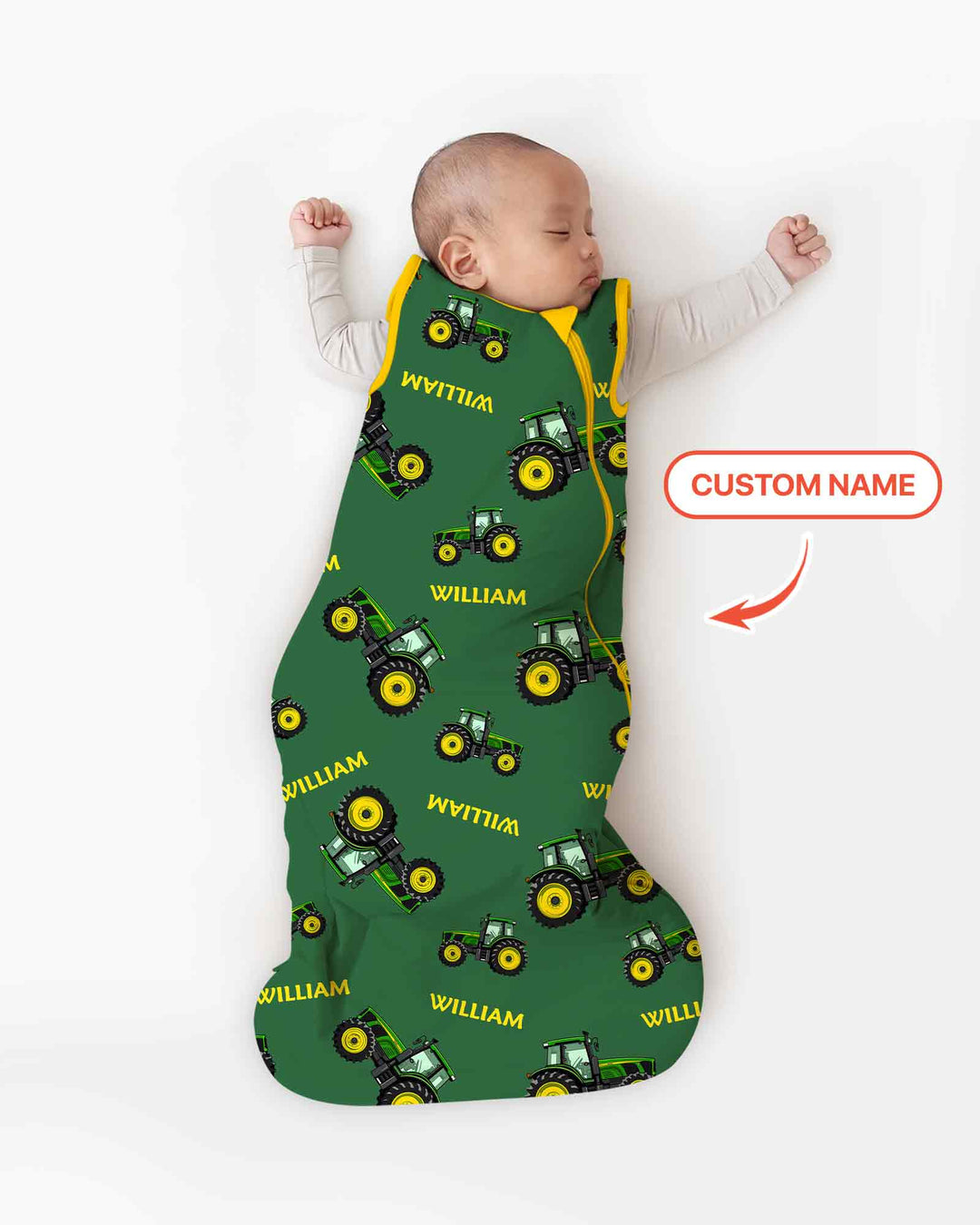 Custom Name Green Tractors Matching Daddy & Me  Bamboo Sleep Bag