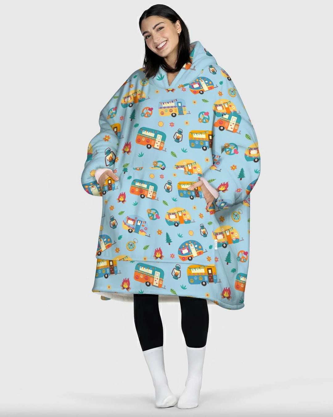 Happy Little Camper Bamboo Blanket Hoodie