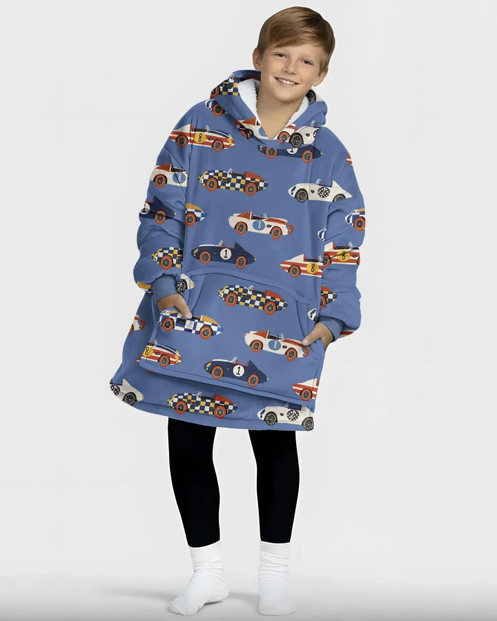 Stock Car Race Bamboo Wearable Hooded Blanket