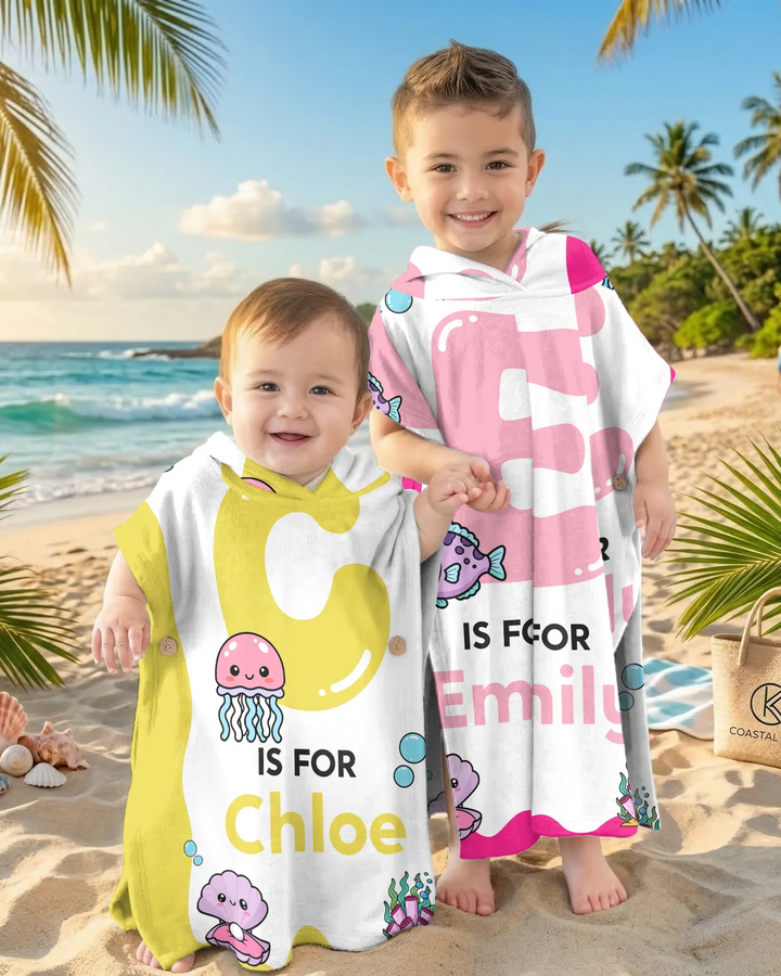 Personalised Ocean Theme Oversized Bamboo Swim Poncho