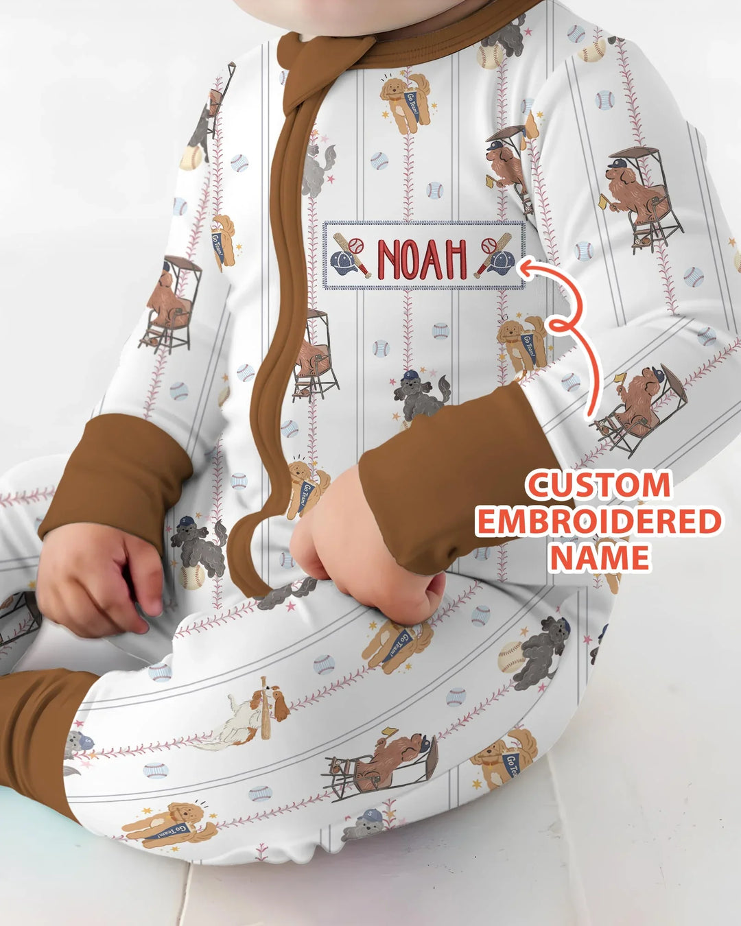 Custom Embroidered Name Baseball Bamboo Convertible Zippy