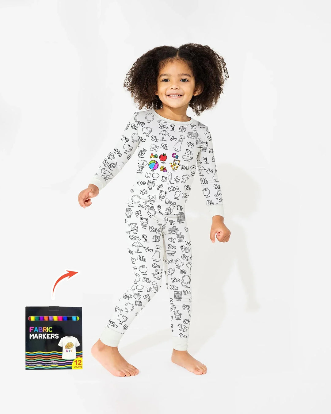 All Colorable Alphabet Bamboo Two Piece Long Sleeve Pajama Set
