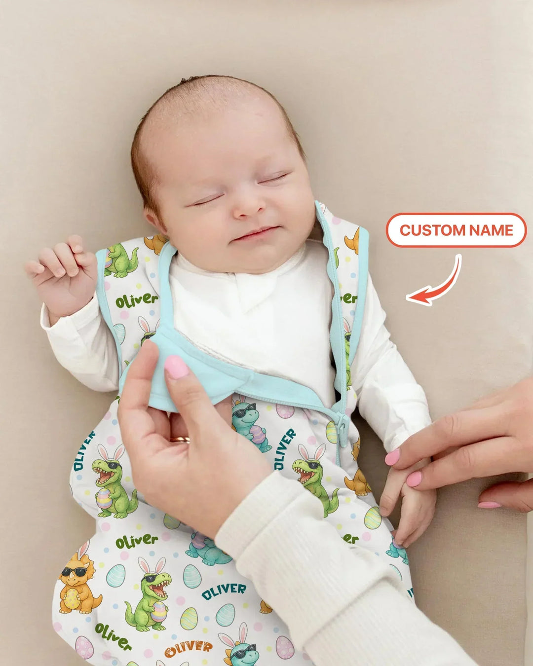 Custom Name Dinosaur on the Hunt Bamboo Sleep Bag