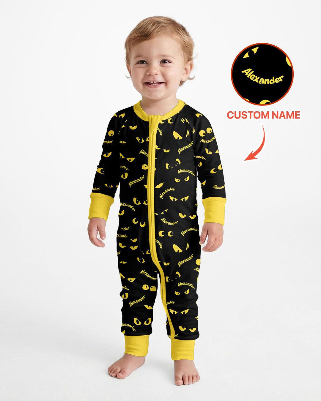 Custom Name Halloween Spooky Cat Eyes -  Personalized Convertible Zippy