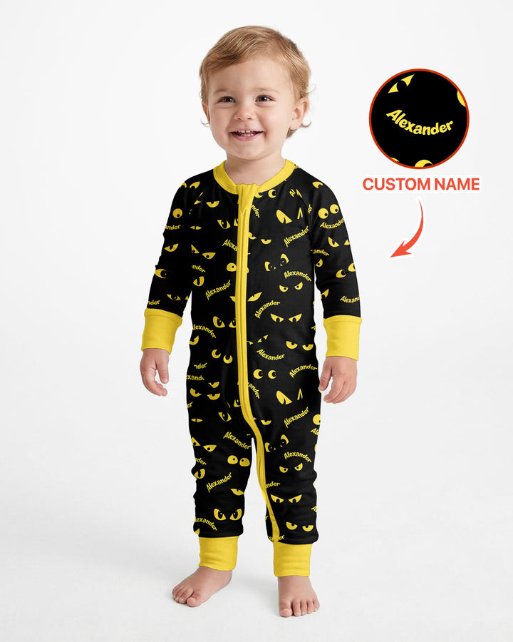 Custom Name Halloween Spooky Cat Eyes -  Personalized Convertible Zippy