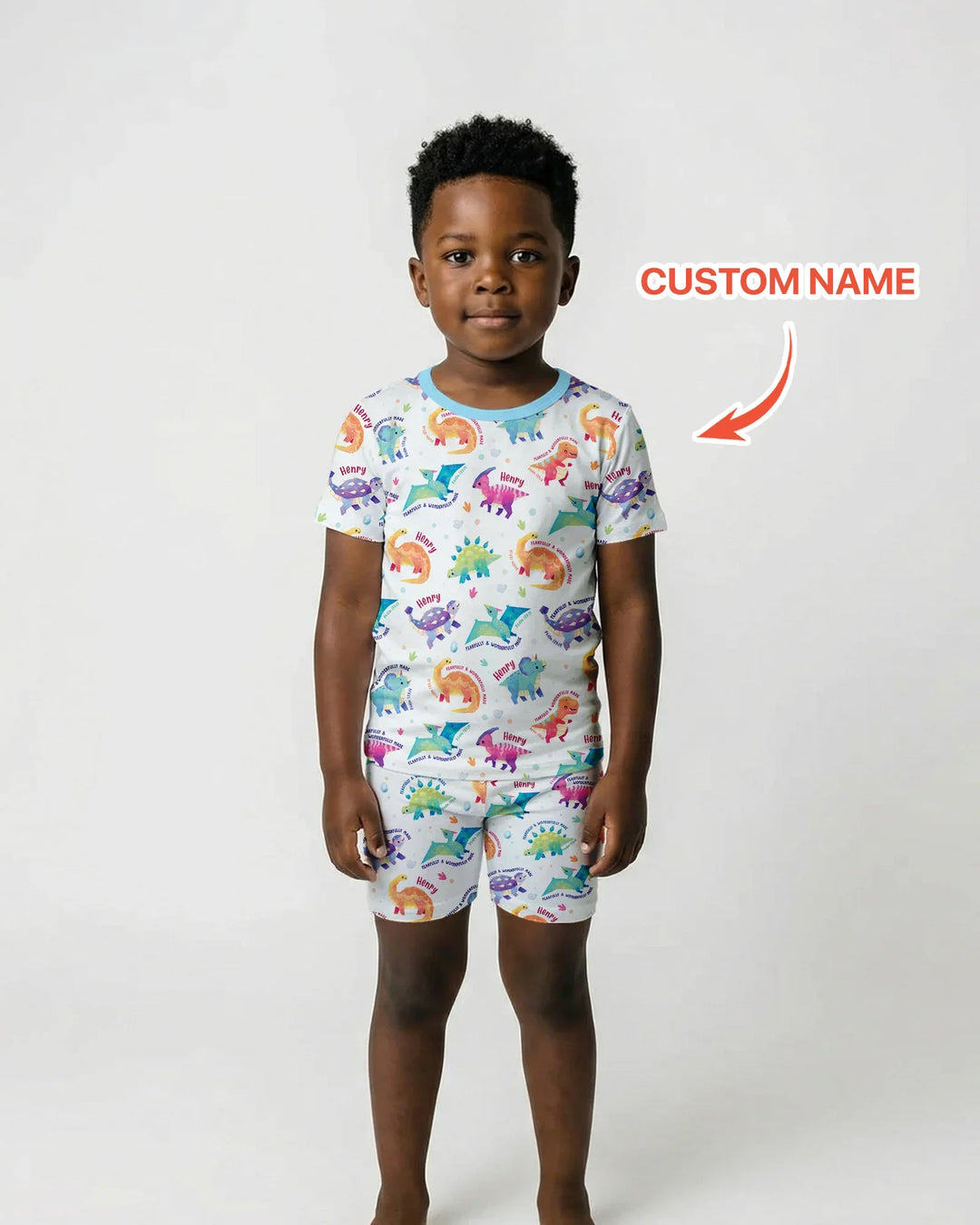 Fearfully & Wonderfully Made Custom Name Boy Bamboo Two Piece Short Sleeve Shorts Pajama Set